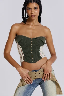 Akio Knitted Corset Top-Jaded London Cheap