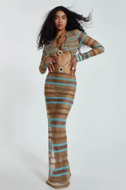 Allure Stripe Knitted Maxi Dress-Jaded London Discount