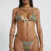 Allure Striped Knit Micro Triangle Bikini Top-Jaded London Online