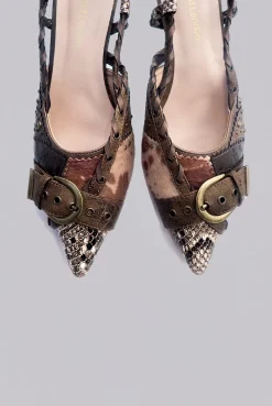 Arden Patchwork Slingback Kitten Heels-Jaded London Best