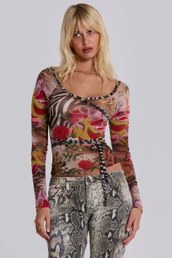 Ascari Vintage Mesh Wrap Top-Jaded London Cheap