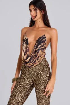 Asteria Backless Top in Cow Print-Jaded London Clearance