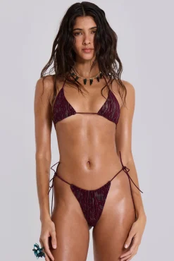 Avella Metallic Micro Ruched Bikini Bottoms-Jaded London Clearance