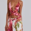 Ayla Satin Backless Plunge Wrap Top In Rosa-Jaded London Hot