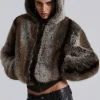 Bear Faux Fur Hooded Jacket-Jaded London New