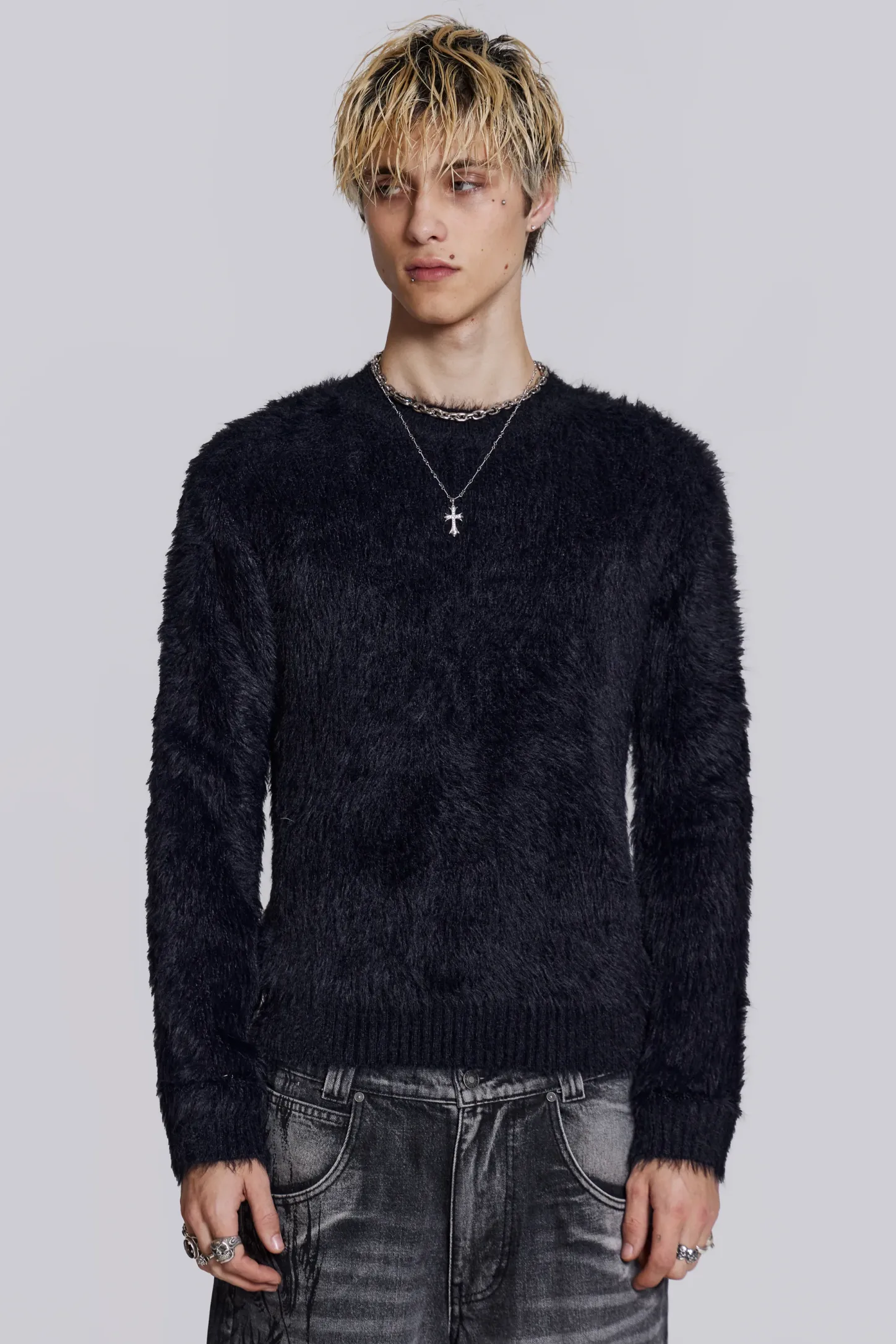 Black Ominous Knit Jumper-Jaded London Store