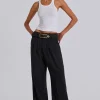 Black Pinstripe Goliath Suit Pants-Jaded London Discount