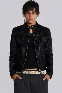 Black Real Leather Piston Jacket-Jaded London Hot