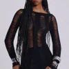 Black Umbra Shredded Mini Dress-Jaded London Fashion