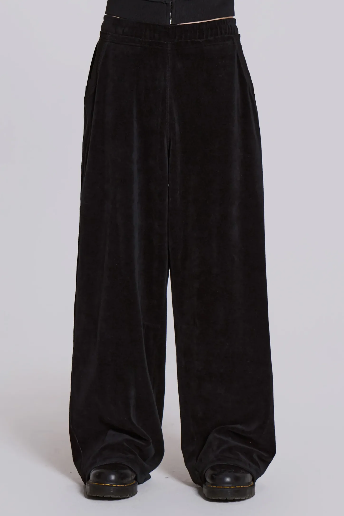 Black Velour Baggy Monster Jogger-Jaded London Clearance