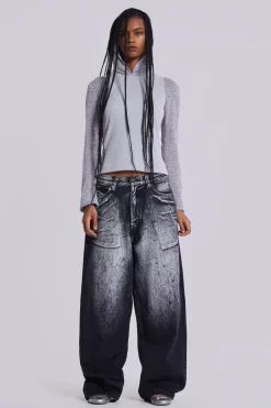 Black White Wash XL Colossus Jeans-Jaded London Cheap