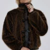 Brown Mendoza Faux Fur Jacket-Jaded London Cheap