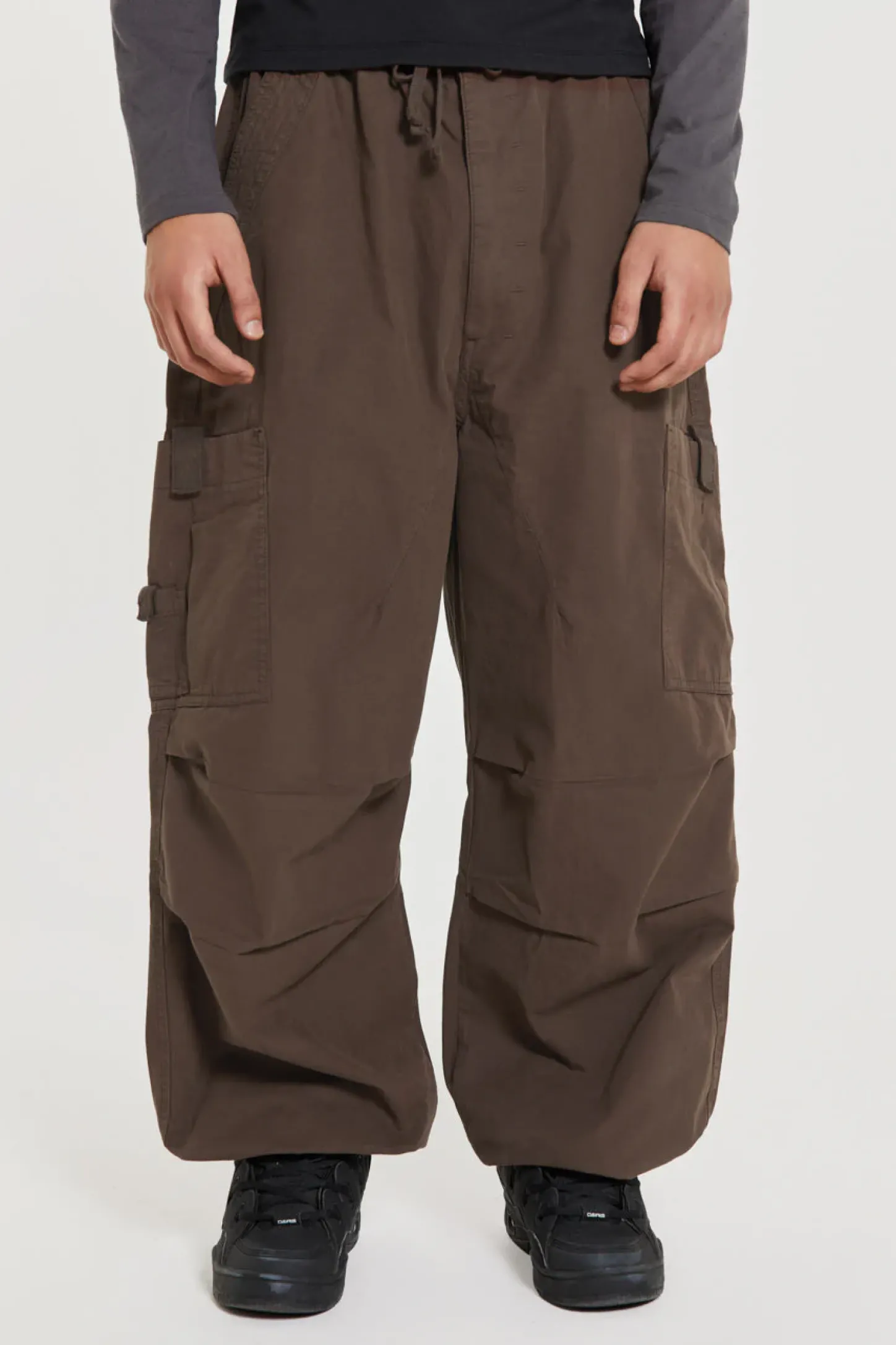 Brown Parachute Cargo Pants-Jaded London New