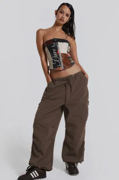 Brown Parachute Cargo Pants-Jaded London Clearance