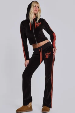 Brown Three Velour Low-rise Bootcut Trousers-Jaded London Sale