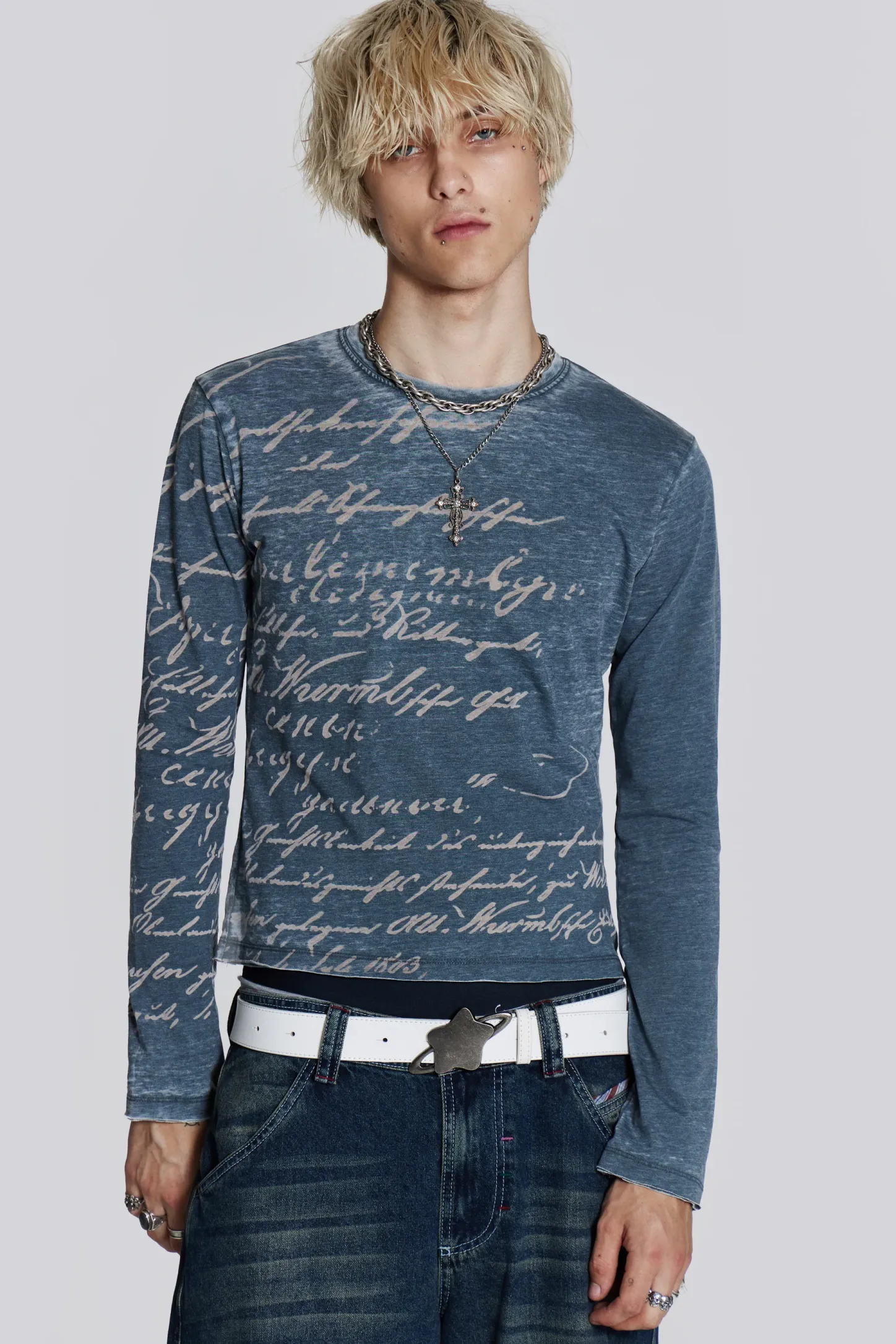 Burnout Handwritten Long Sleeve Tee-Jaded London Best Sale