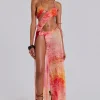 Cantha Asymmetric Cut Out Maxi Dress in Sunset-Jaded London New