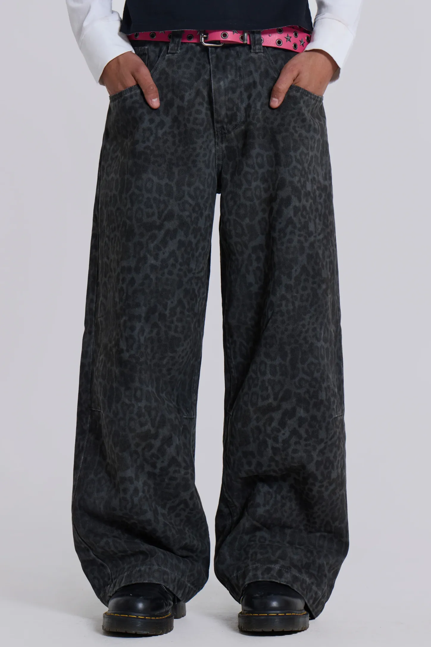 Charcoal Leopard Fade Colossus Jeans-Jaded London Sale