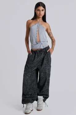 Charcoal Leopard Parachute Pants-Jaded London Flash Sale