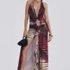 Cindy Plunge Maxi Dress In Red-Jaded London Shop