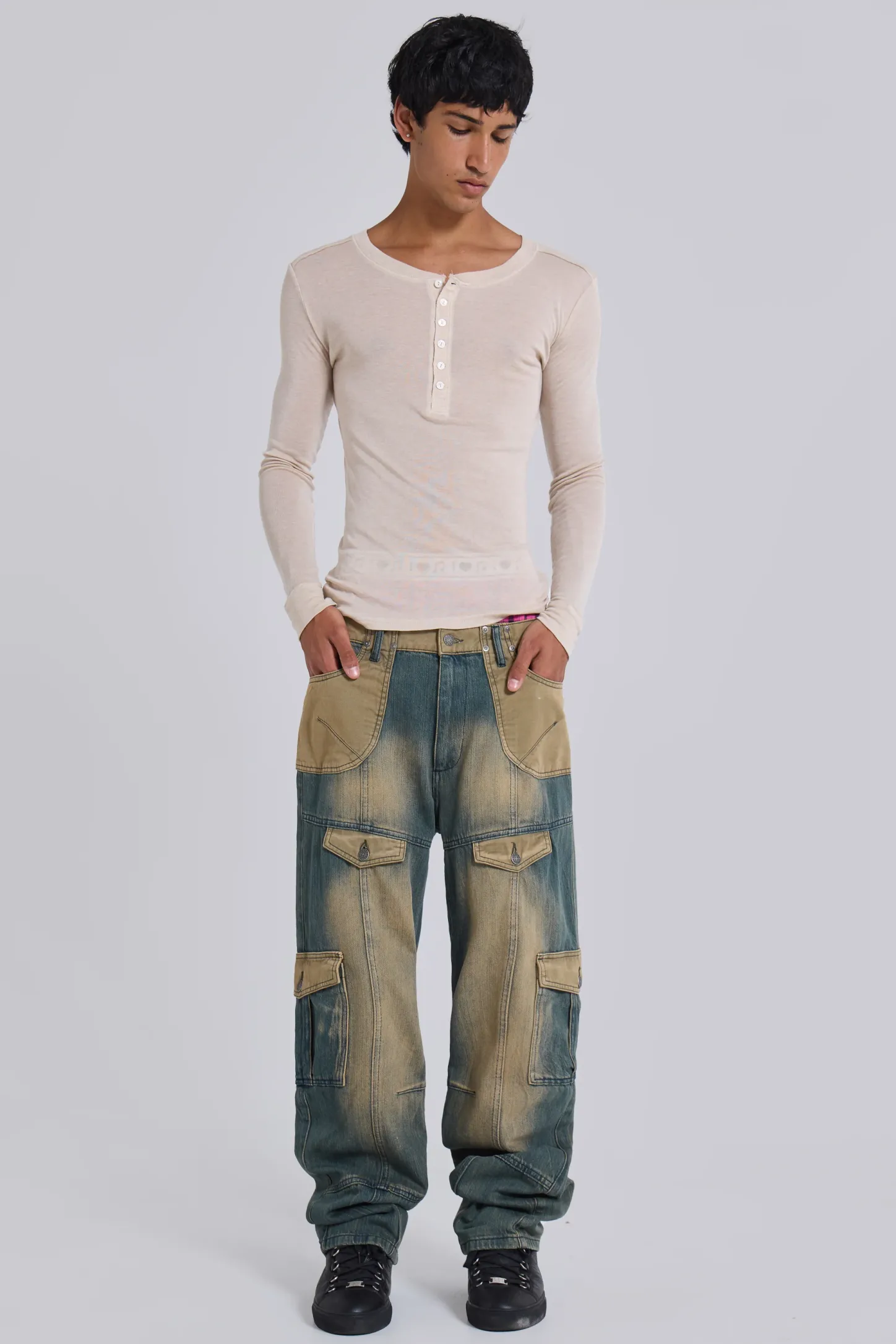 '07 Contrast Cargo Jeans-Jaded London Hot