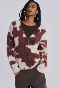 Cow Print Chuck Cardigan-Jaded London Best