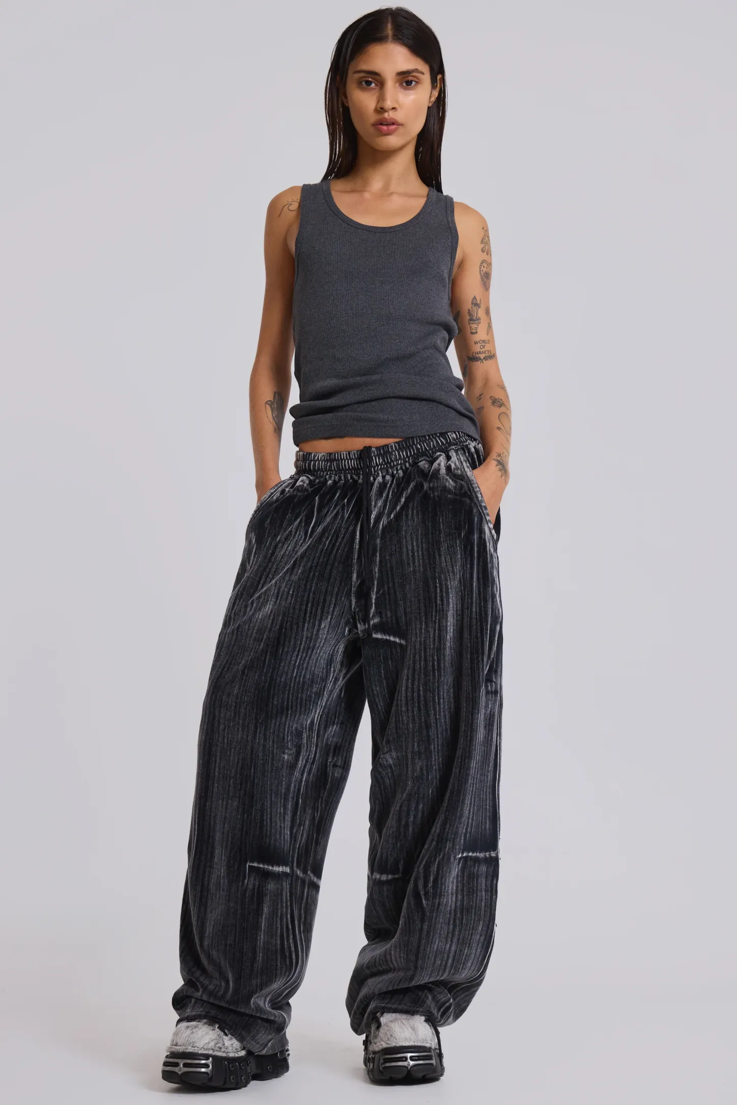 Crease Velour Baggy Monster Joggers-Jaded London Best Sale