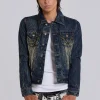 Creased Wash Stud Denim Jacket-Jaded London Best