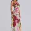 Dahlia Hand-Beaded Backless Chiffon Maxi Dress-Jaded London Clearance