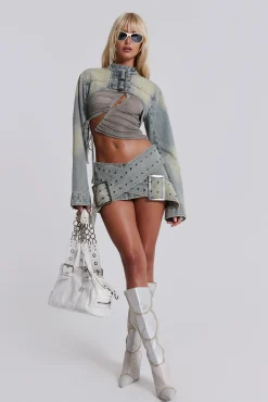 Denim Assassin Micro Mini Skirt-Jaded London Outlet