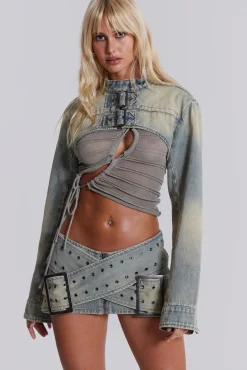 Denim Assassin Ultra Cropped Jacket-Jaded London Sale