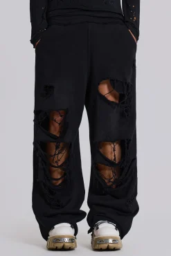 Distressed Black Baggy Monster Joggers-Jaded London Clearance