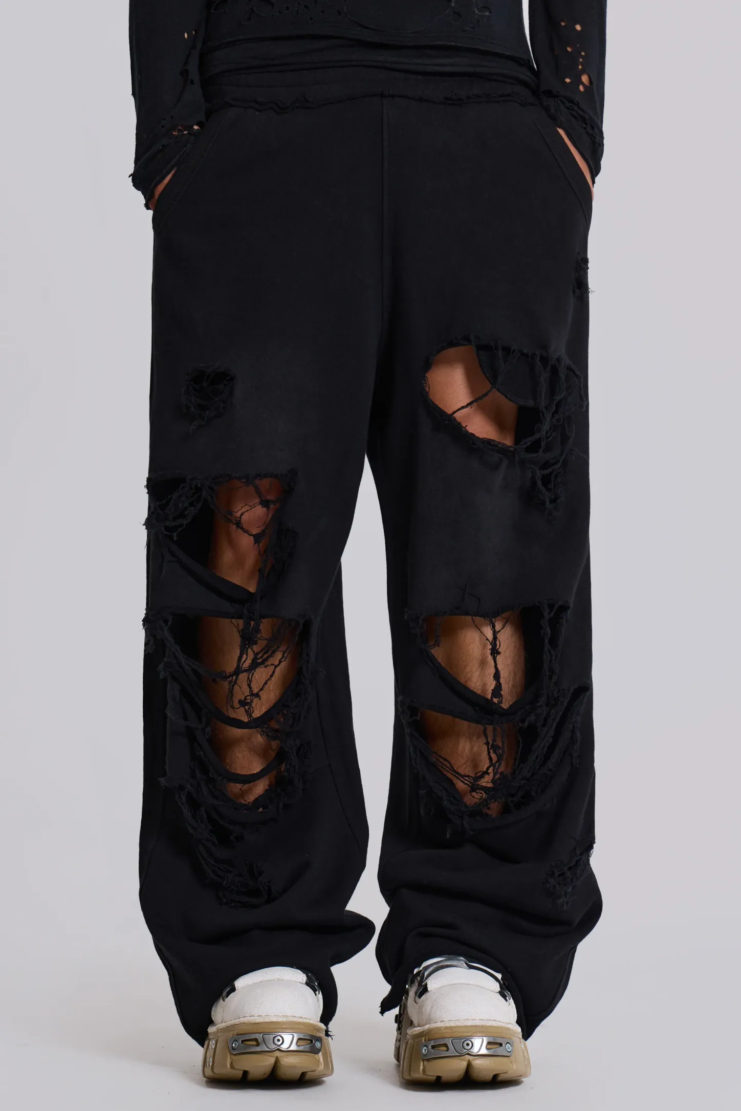 Distressed Black Baggy Monster Joggers-Jaded London Clearance