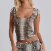 Dovimo Snakeskin Top-Jaded London Fashion