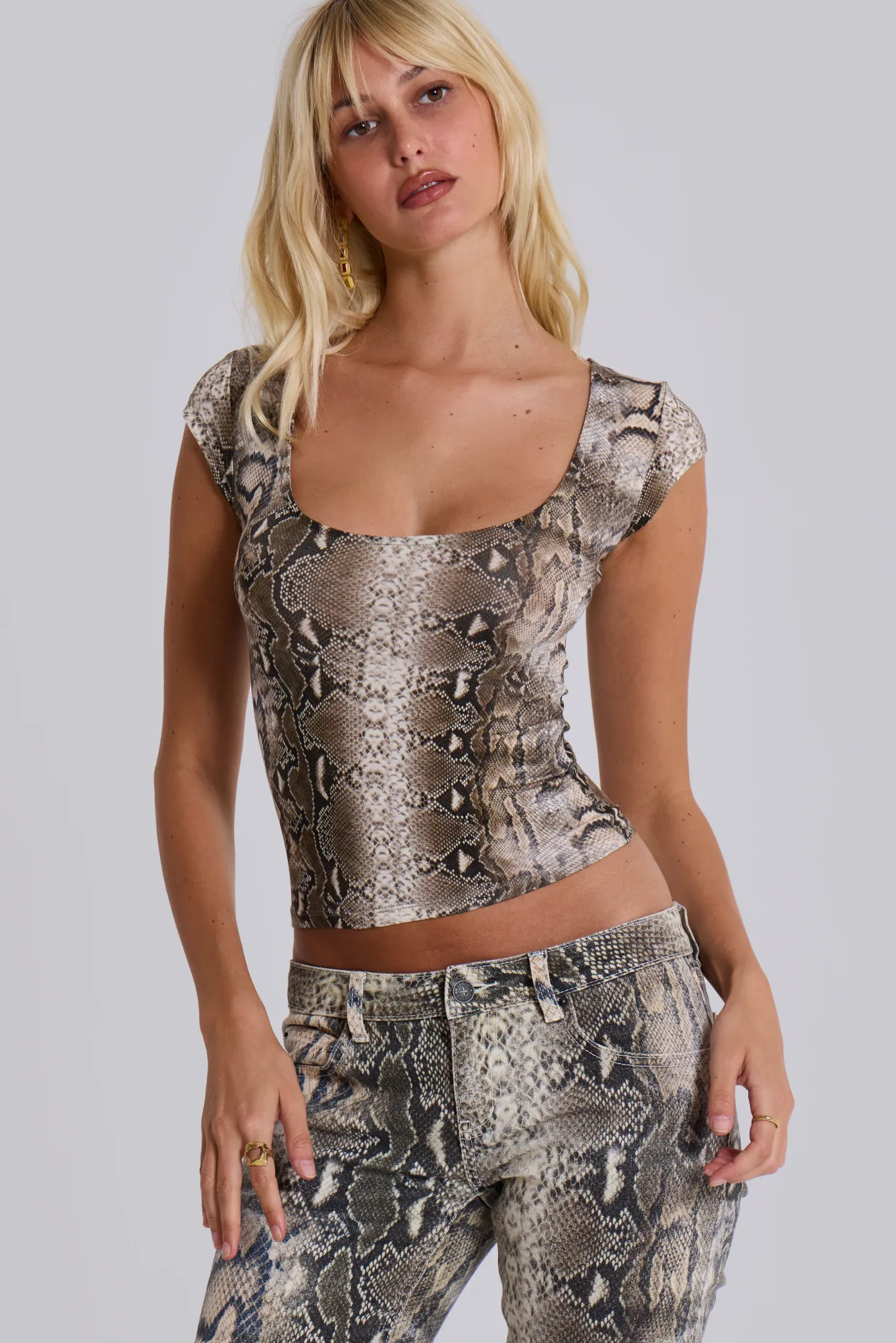 Dovimo Snakeskin Top-Jaded London Fashion