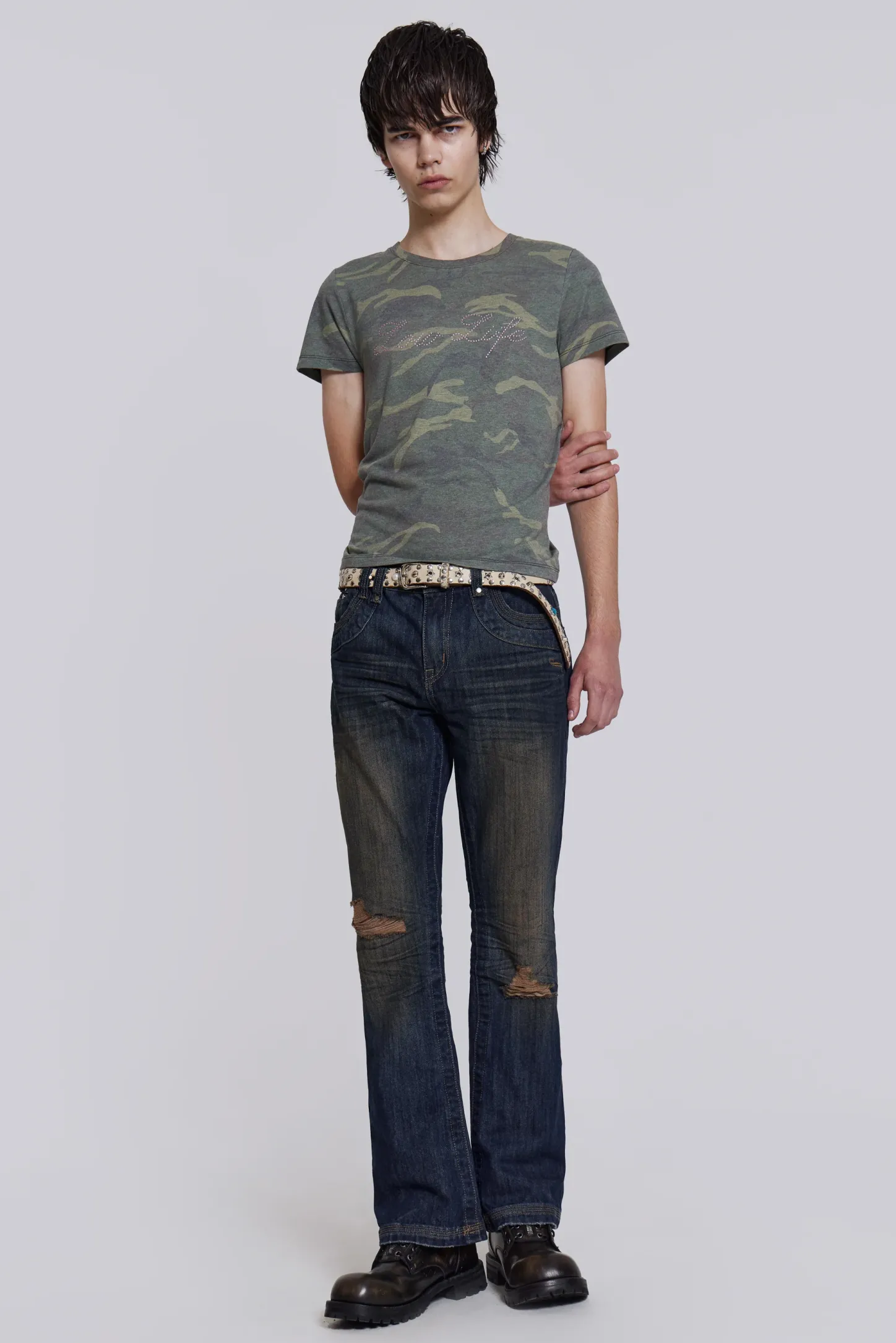 Embroidered Bass Jeans-Jaded London Discount