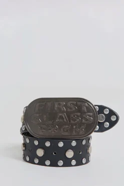 First Class Black Leather Belt-Jaded London Shop