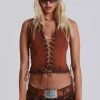 Genesis Denim Lace Up Corset Top-Jaded London New