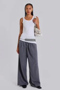 Goliath Light Grey Pinstripe Suit Pants-Jaded London Sale