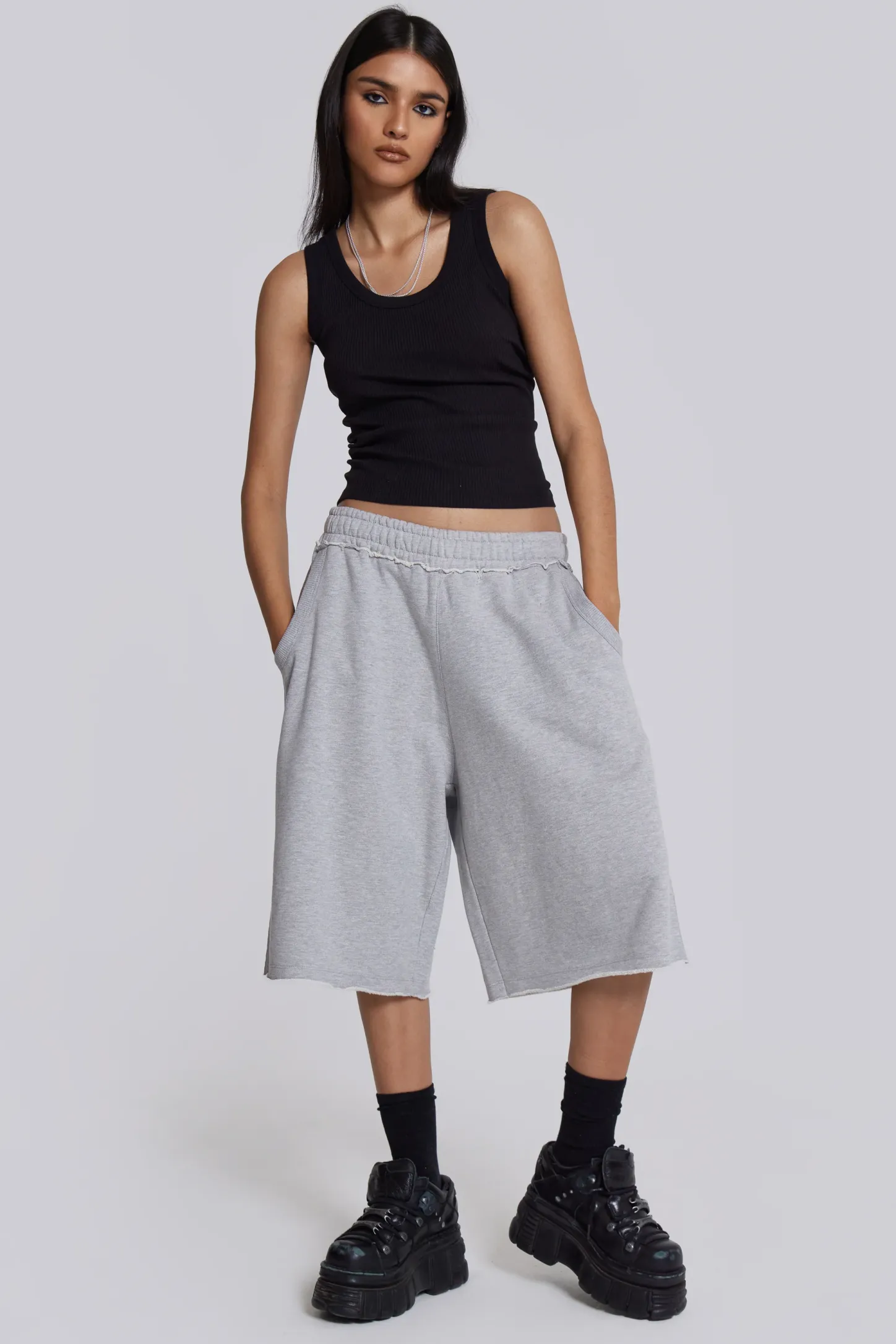 Grey Marl Monster Jogger Shorts-Jaded London Clearance