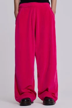 Hot Pink Velour Baggy Monster Joggers-Jaded London Sale