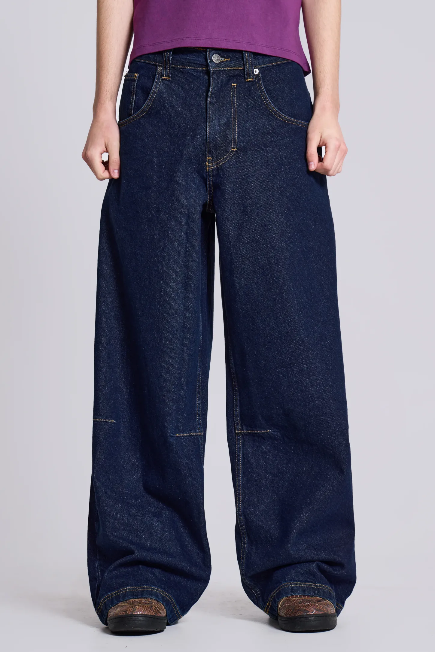 Indigo Low Rise Colossus Baggy Jeans-Jaded London Hot
