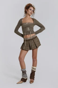 Juliette Check Satin Boxer Micro Mini Skirt-Jaded London Best Sale