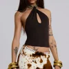 Kena Whipstitch Cow Micro Mini Skirt-Jaded London Sale