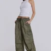 Khaki Oil Wash Parachute Pants-Jaded London Cheap