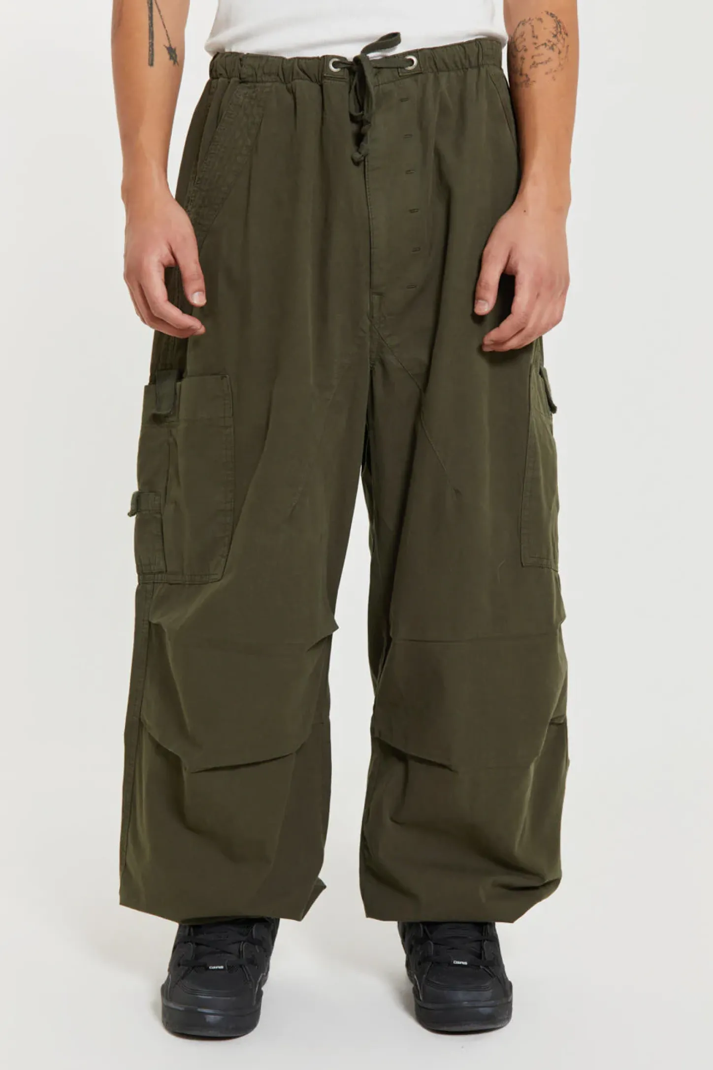 Khaki Parachute Cargo Pants-Jaded London Sale