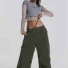 Khaki Parachute Cargo Pants-Jaded London Sale