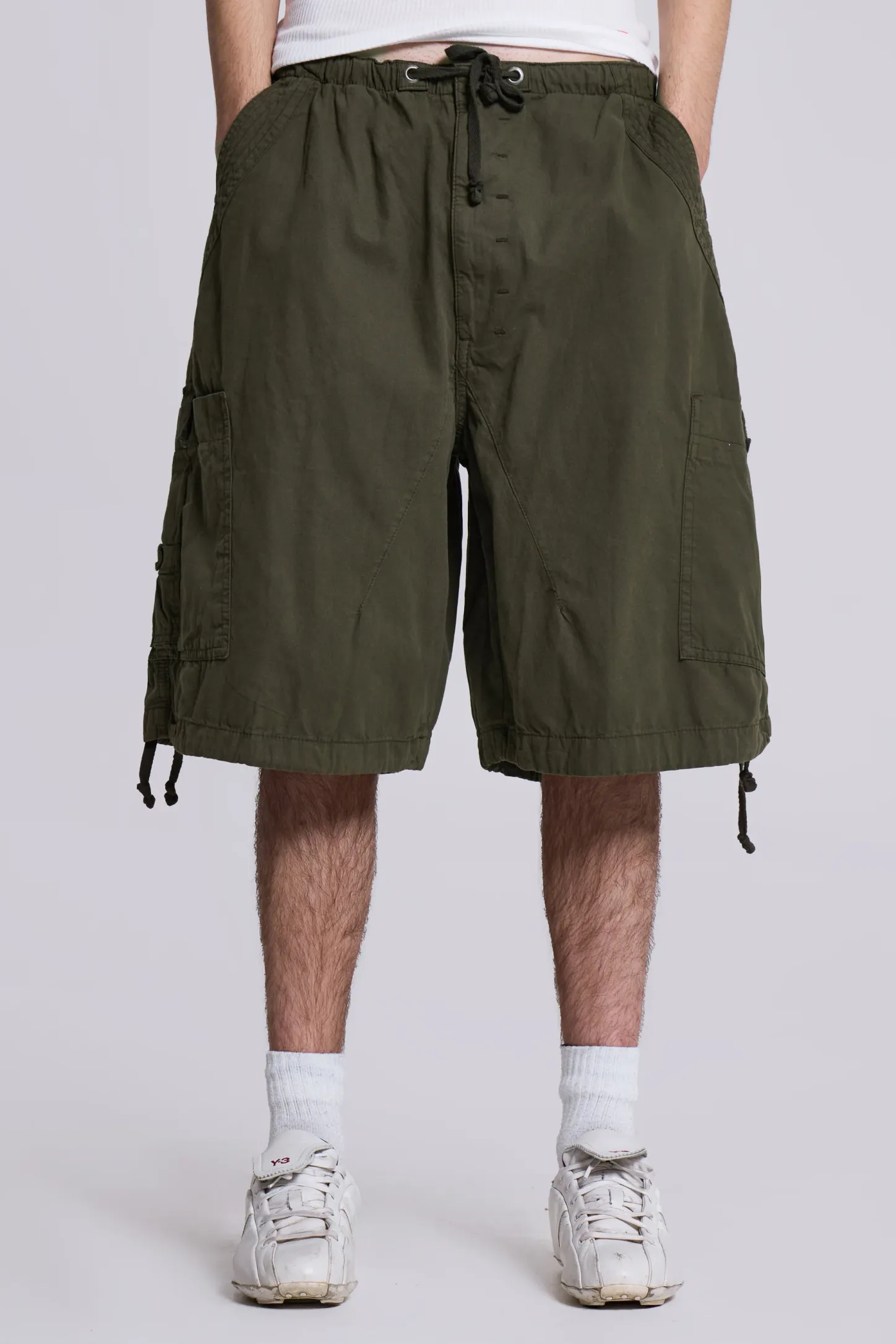 Khaki Parachute Cargo Shorts-Jaded London Clearance