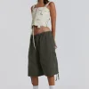 Khaki Parachute Cargo Shorts-Jaded London Hot