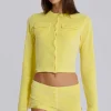 Lemon Velour Cardigan-Jaded London Fashion